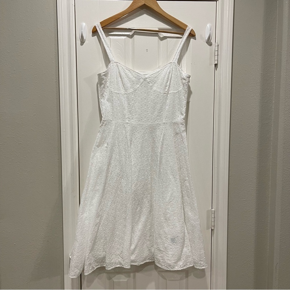 Lauren Ralph Lauren Midi Dress Women’s 12 White Eyelet Corset Boning Feminine